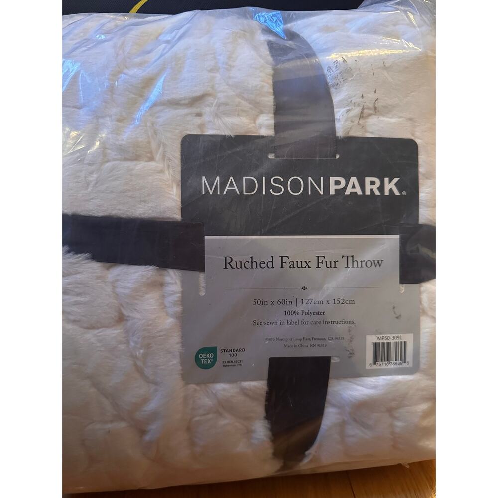 Ruched Faux Fur Throw- MadisonPark